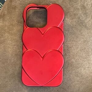 heyday Red Triple Heart Protective Phone Case for iPhone 16 Pro